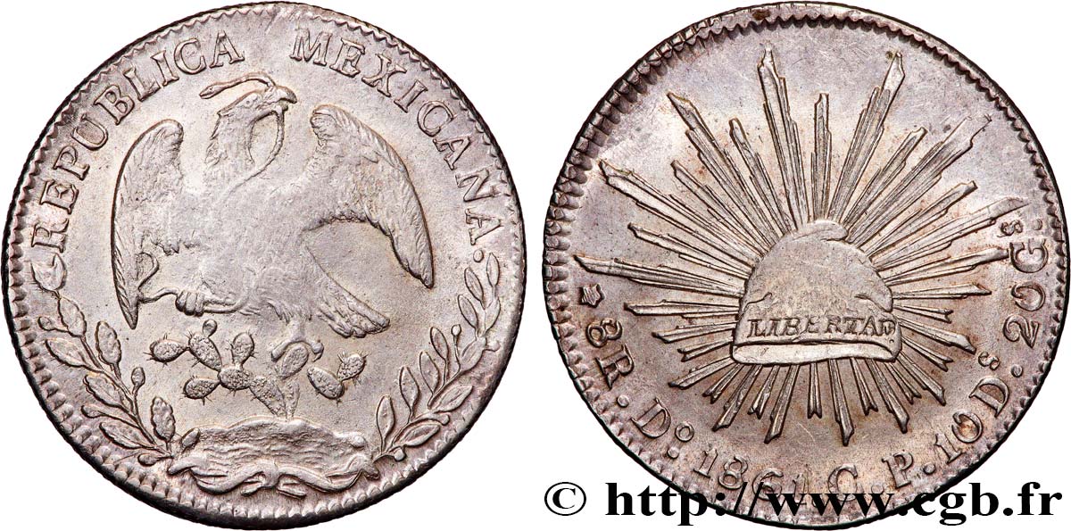 MÉXICO 8 Reales 1861 Durango - D° EBC 