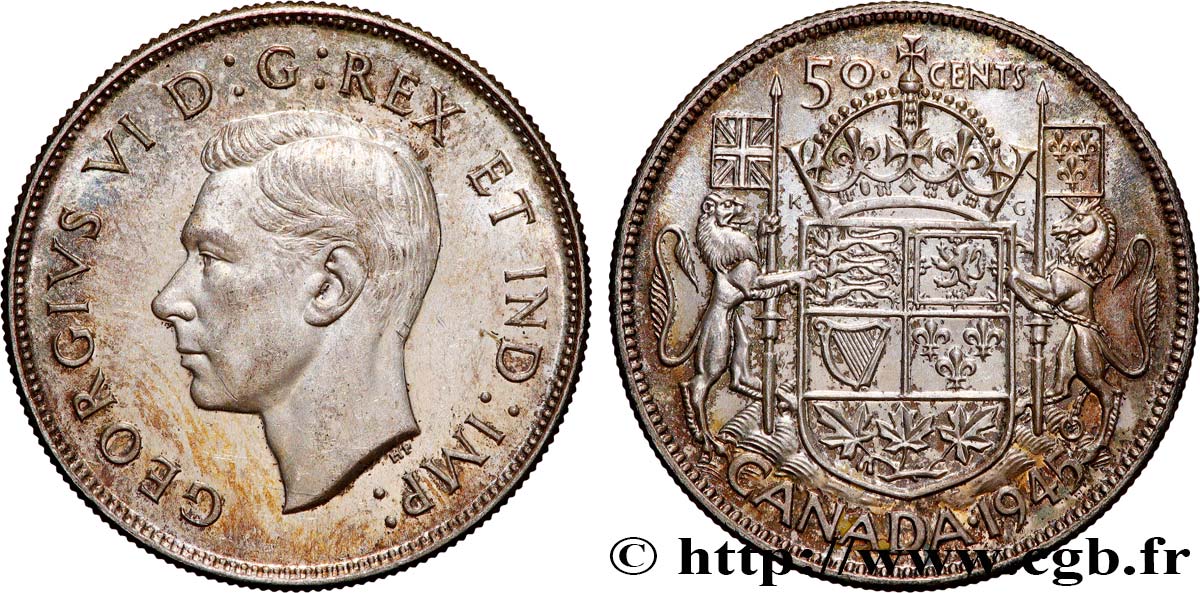 CANADA 50 Cents Georges VI 1945  SUP 