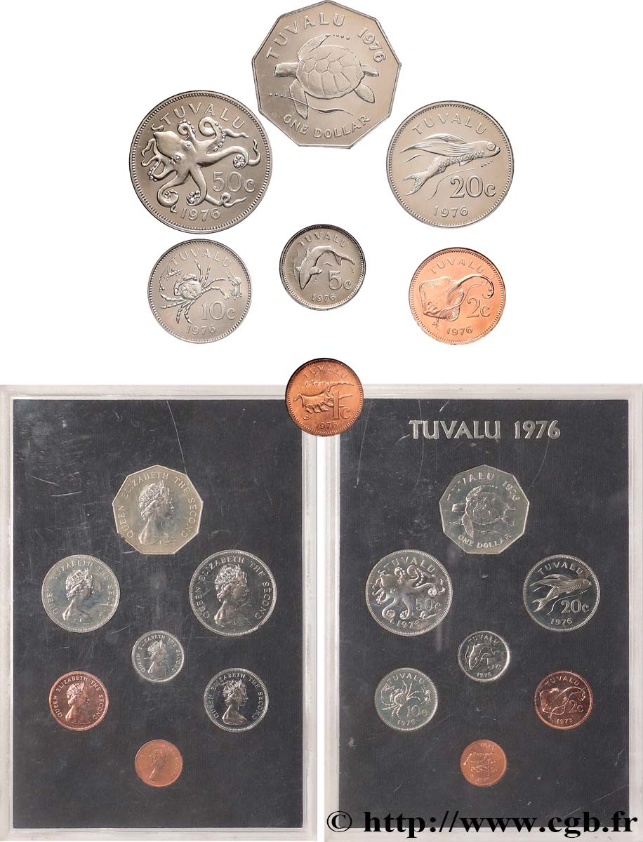 TUVALU Série 7 monnaies 1976 Royal Mint ST 