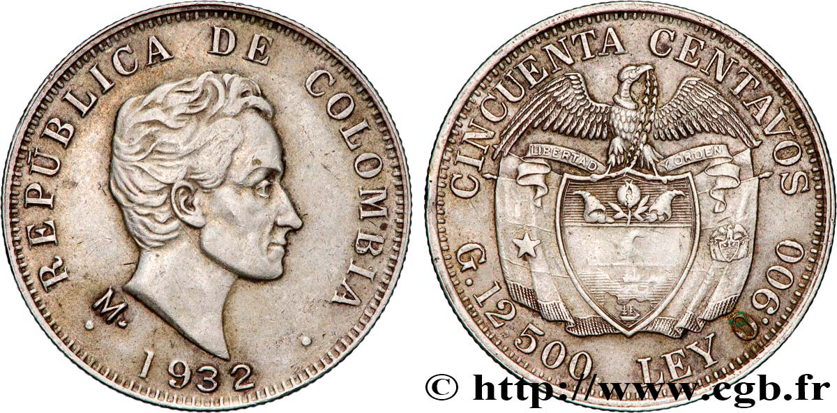 COLOMBIA 50 Centavos 1932 Medellin BB 