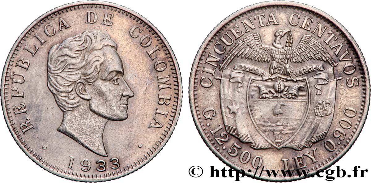 COLOMBIE 50 Centavos 1933 Medellin TTB 