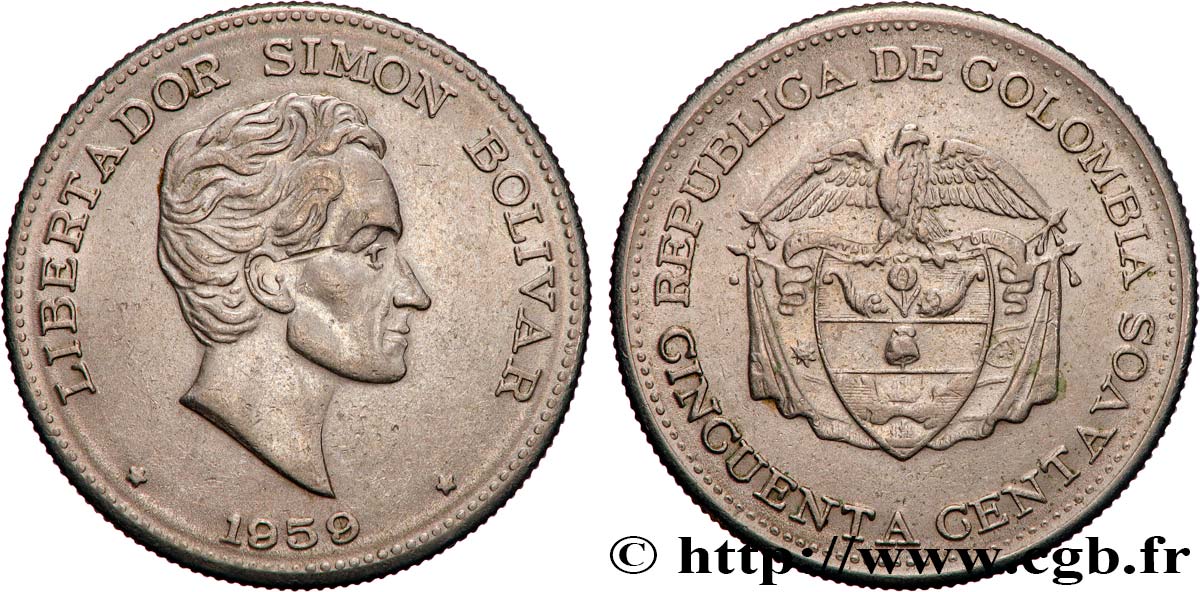 COLOMBIA 50 Centavos 1959  AU 
