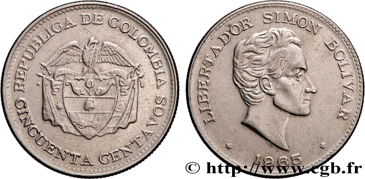 COLOMBIA 50 Centavos 1965  AU 