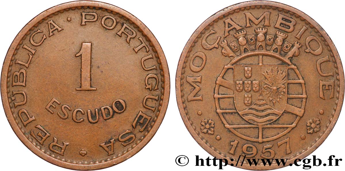 MOZAMBIQUE 1 Escudo colonie portugaise du Mozambique 1957  TB+ 