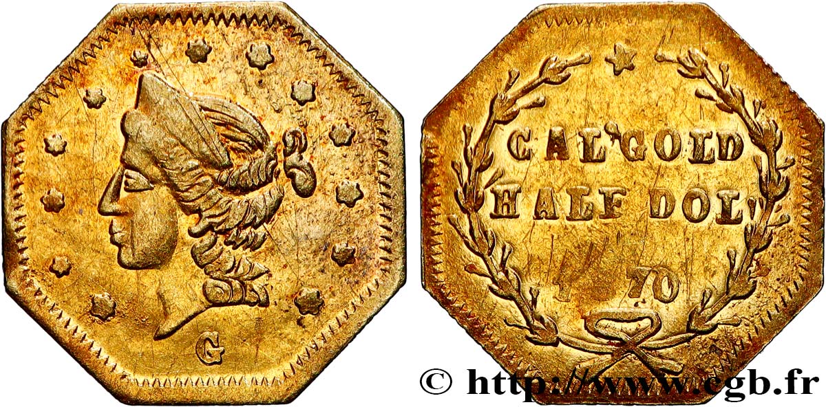 ÉTATS-UNIS D AMÉRIQUE 1/2 Dollar Or  Indian head  1870 Philadelphie TTB+ 
