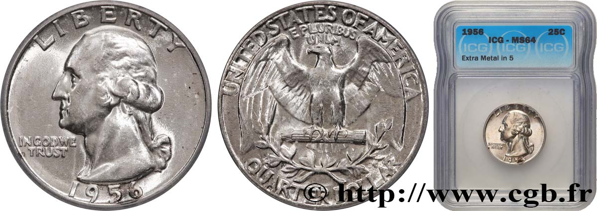 ESTADOS UNIDOS DE AMÉRICA 1/4 Dollar Georges Washington 1956 Philadelphie SC64 autre