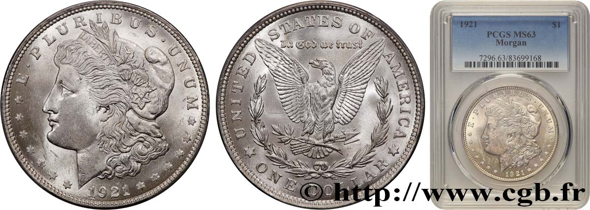 ESTADOS UNIDOS DE AMÉRICA 1 Dollar Morgan 1921 Philadelphie SC63 PCGS