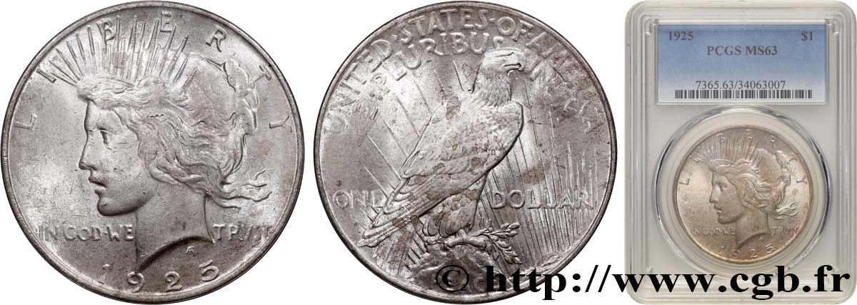 UNITED STATES OF AMERICA 1 Dollar type Peace 1925 Philadelphie MS63 PCGS