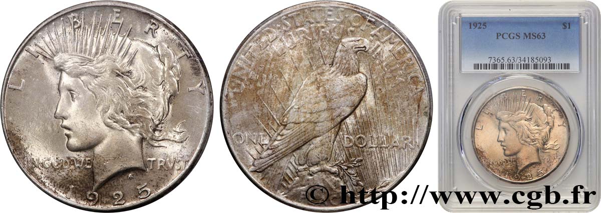 ESTADOS UNIDOS DE AMÉRICA 1 Dollar type Peace 1925 Philadelphie SC63 PCGS