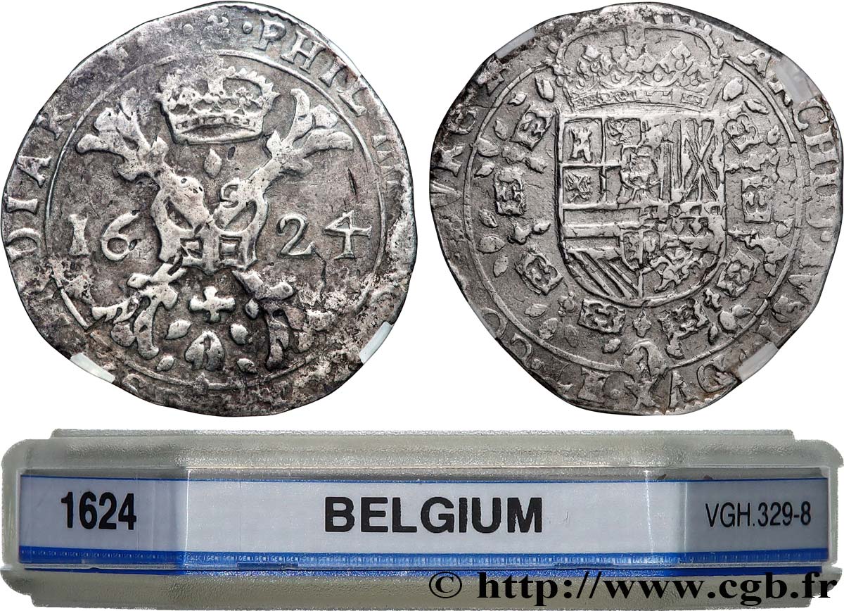 COUNTY OF BURGUNDY - PHILIP IV OF SPAIN Patagon 1624 Dole XF GENI