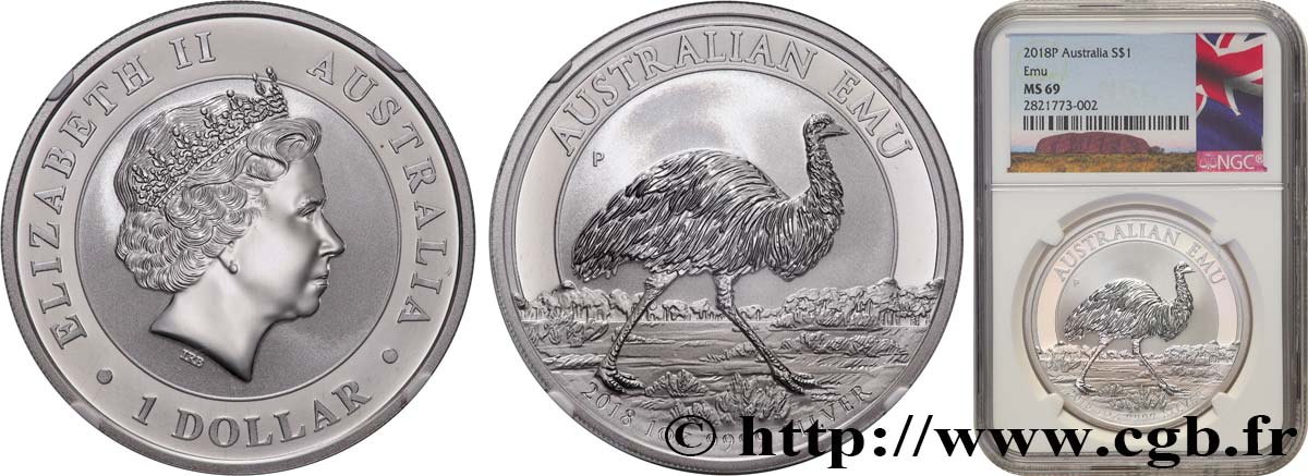 AUSTRALIA 1 Dollar Proof Émeu 2018  FDC69 NGC