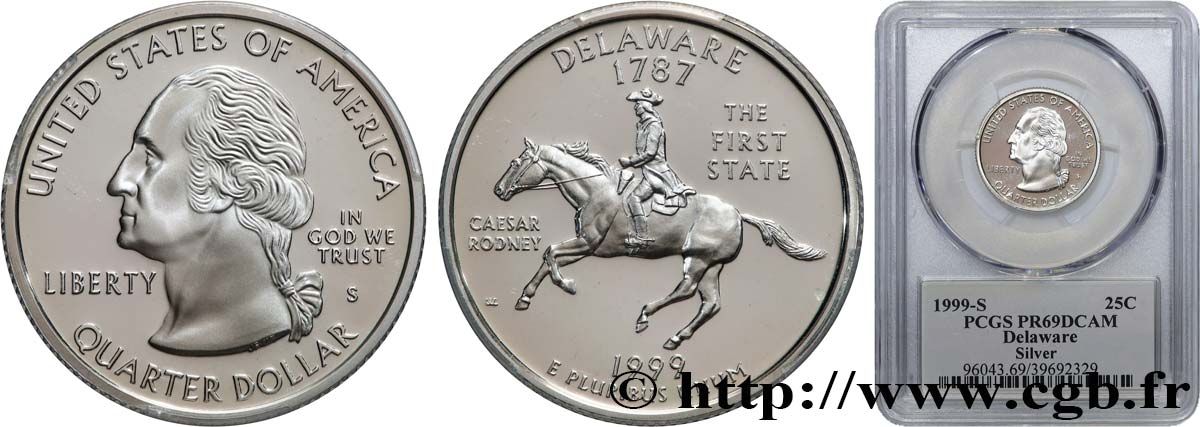 ESTADOS UNIDOS DE AMÉRICA 1/4 Dollar Delaware - Silver Proof 1999 San Francisco FDC69 PCGS