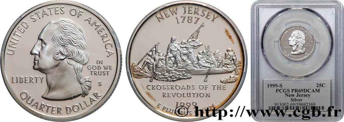 ÉTATS-UNIS D AMÉRIQUE 1/4 Dollar New Jersey - Silver Proof 1999 San Francisco FDC69 PCGS