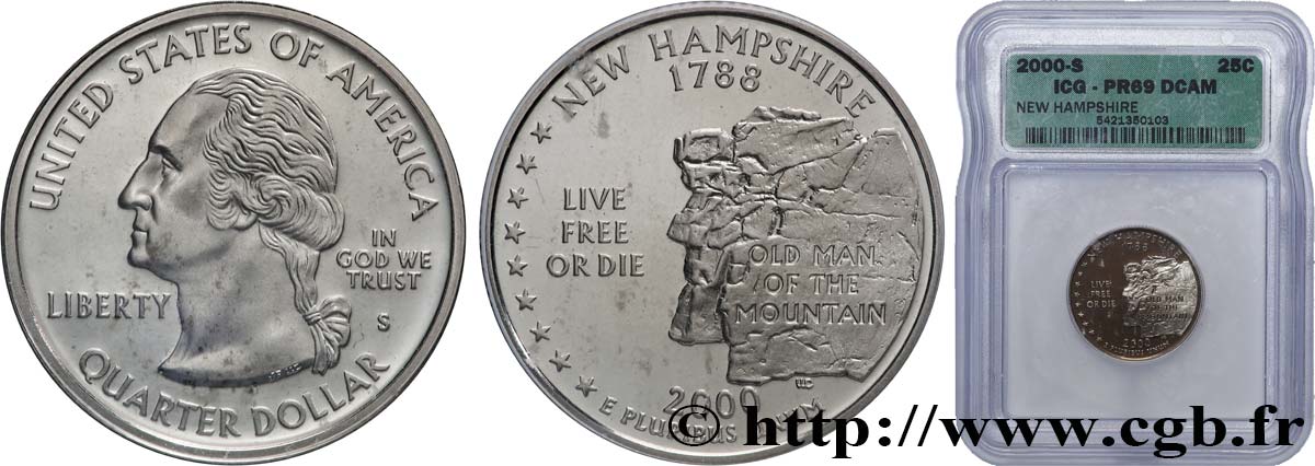 VEREINIGTE STAATEN VON AMERIKA 1/4 Dollar New Hampshire - Silver Proof 2000 San Francisco ST69 autre