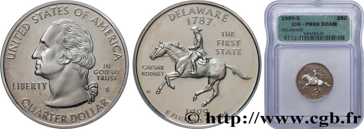 UNITED STATES OF AMERICA 1/4 Dollar Delaware - Silver Proof 1999 San Francisco MS69 autre