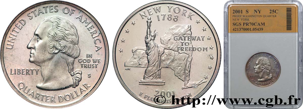 VEREINIGTE STAATEN VON AMERIKA 1/4 Dollar New-York - Silver Proof 2001 San Francisco ST70 autre