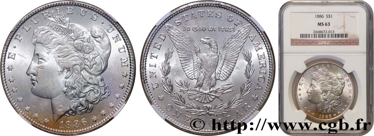 ÉTATS-UNIS D AMÉRIQUE 1 Dollar Morgan 1886 Philadelphie SPL63 NGC