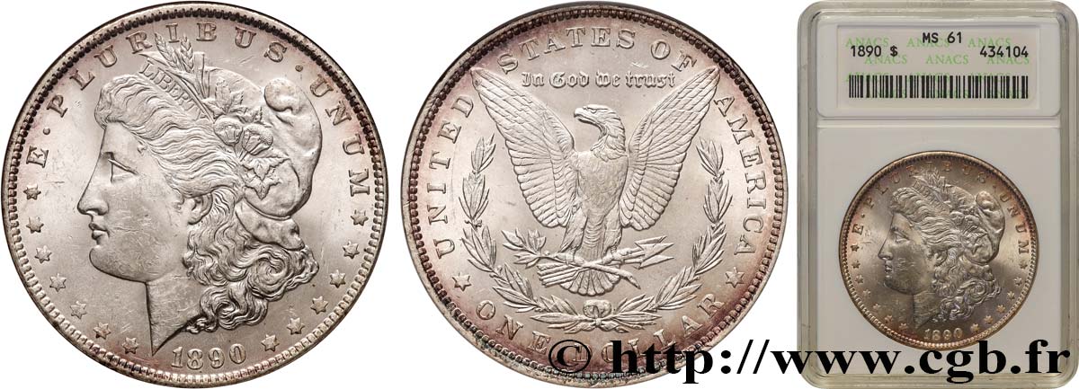 ÉTATS-UNIS D AMÉRIQUE 1 Dollar Morgan 1890 Philadelphie SUP61 ANACS