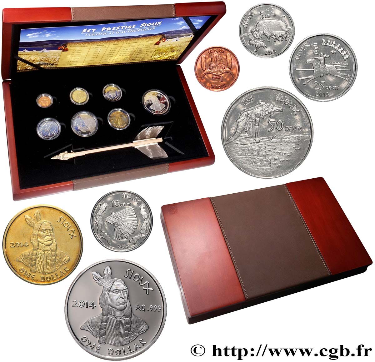 UNITED STATES OF AMERICA - Native Tribes Coffret Sioux 1 cent à 1 Dollar  2014  MS 