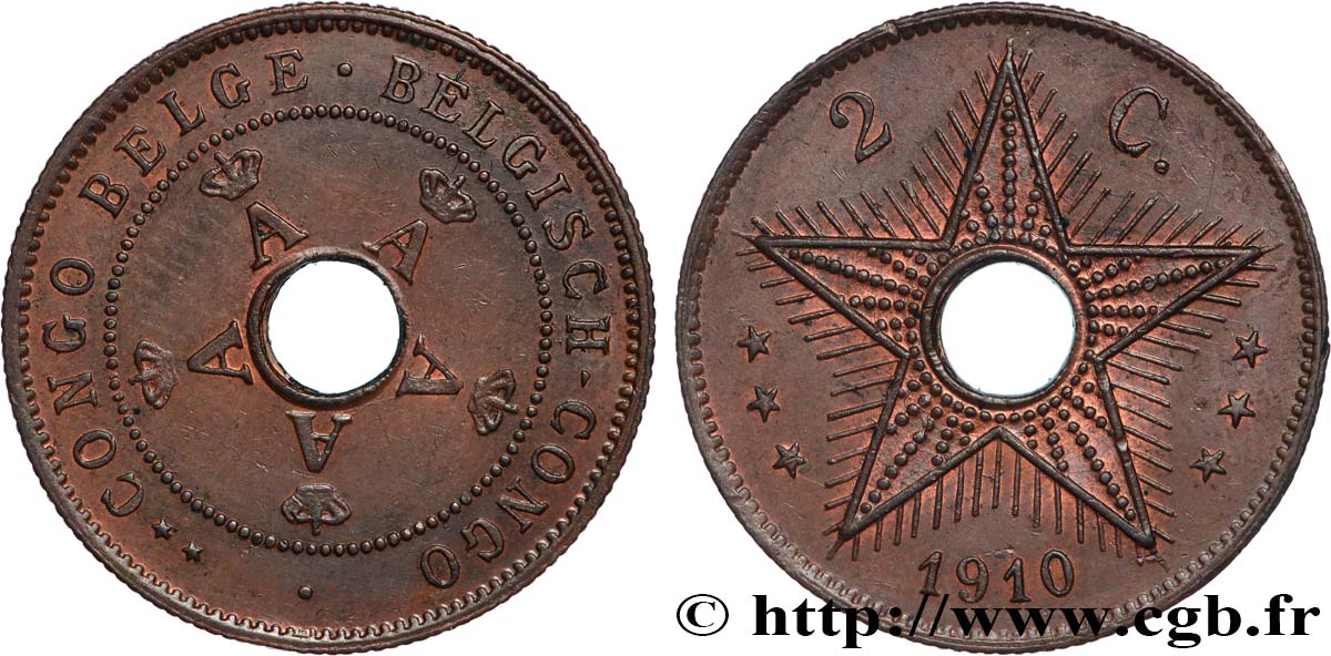 CONGO BELGA 2 Centimes 1910  SPL 