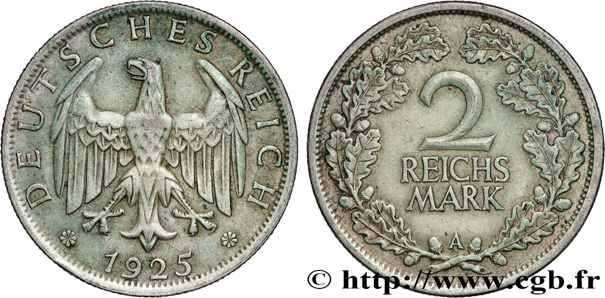 ALLEMAGNE 2 Reichsmark 1925 Berlin TTB 