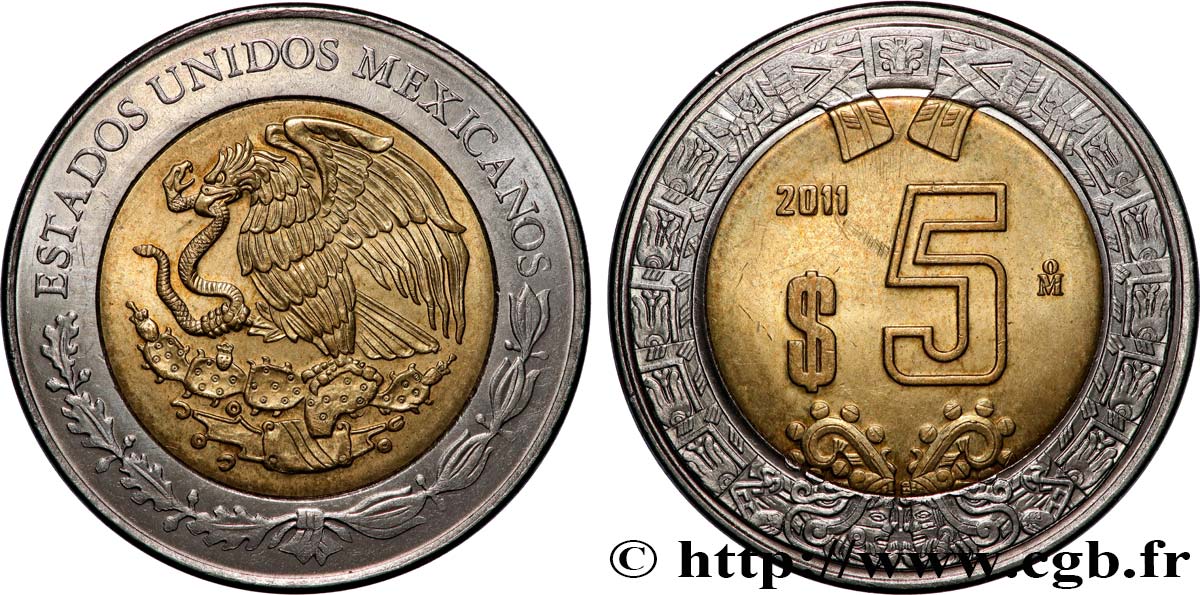 MEXIQUE 5 Pesos aigle 2011 Mexico SPL 