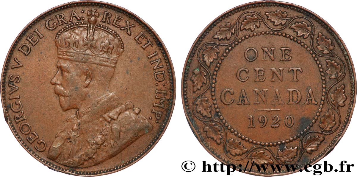 CANADA 1 Cent Georges V 1920  TTB+ 