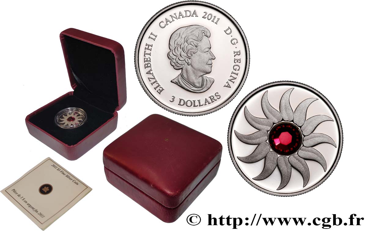 CANADA 3 Dollars Proof Juillet Rubis 2011  MS 