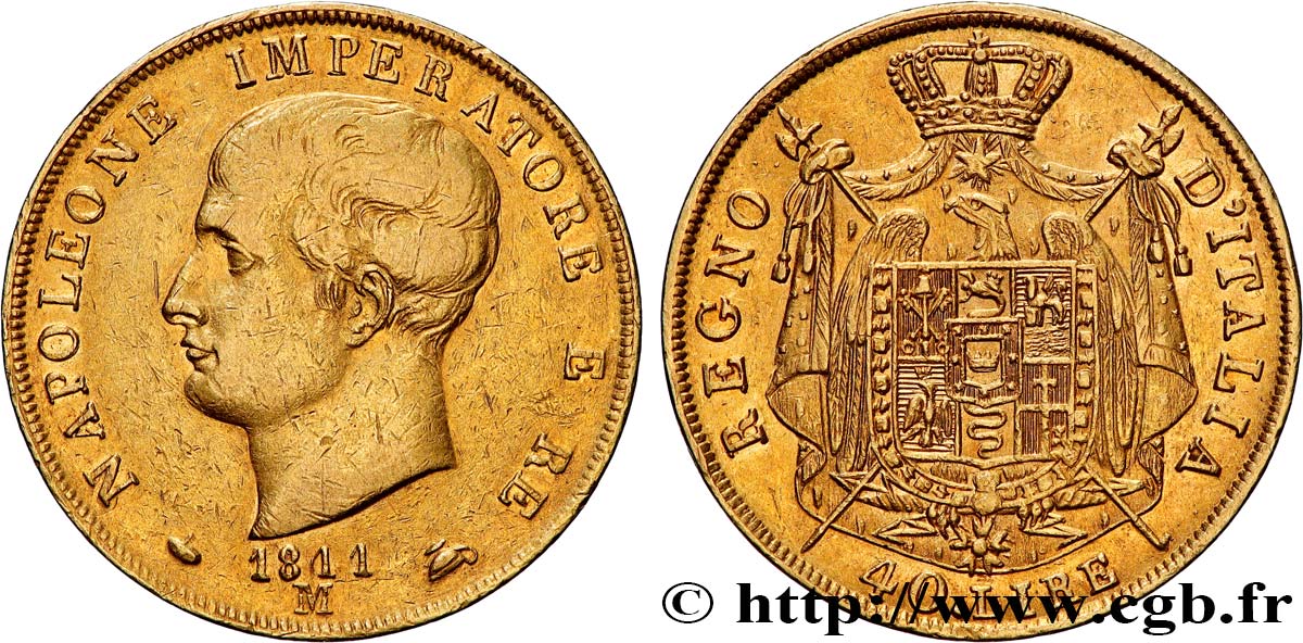 ITALIEN - Königreich Italien - NAPOLÉON I. 40 Lire 1811 Milan SS/fVZ 