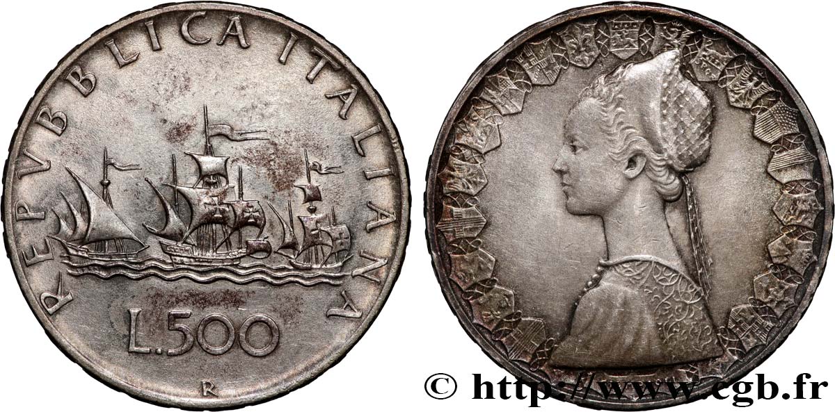 ITALIE 500 Lire “caravelles” 1958 Rome TTB 