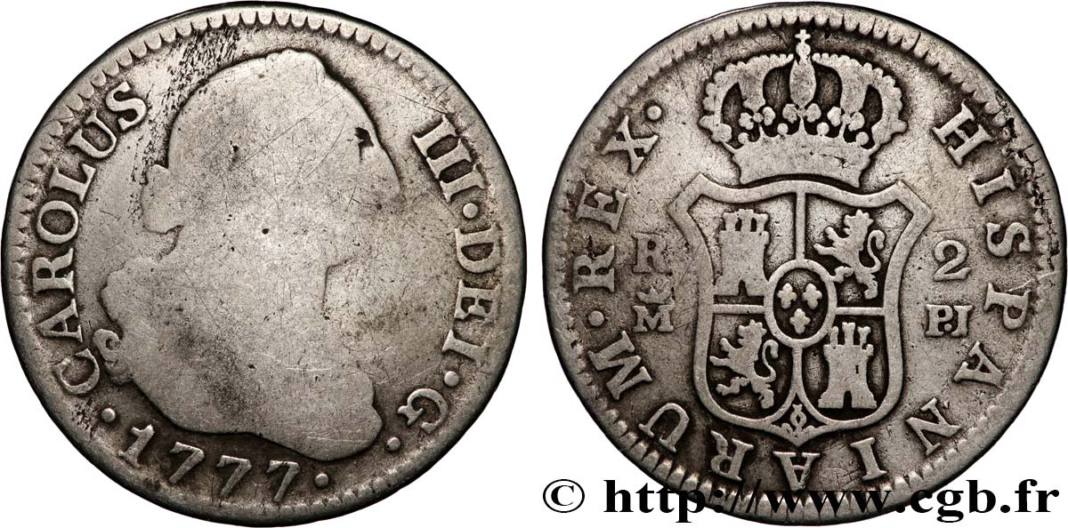 SPANIEN 2 Reales Charles III 1777 Madrid S 