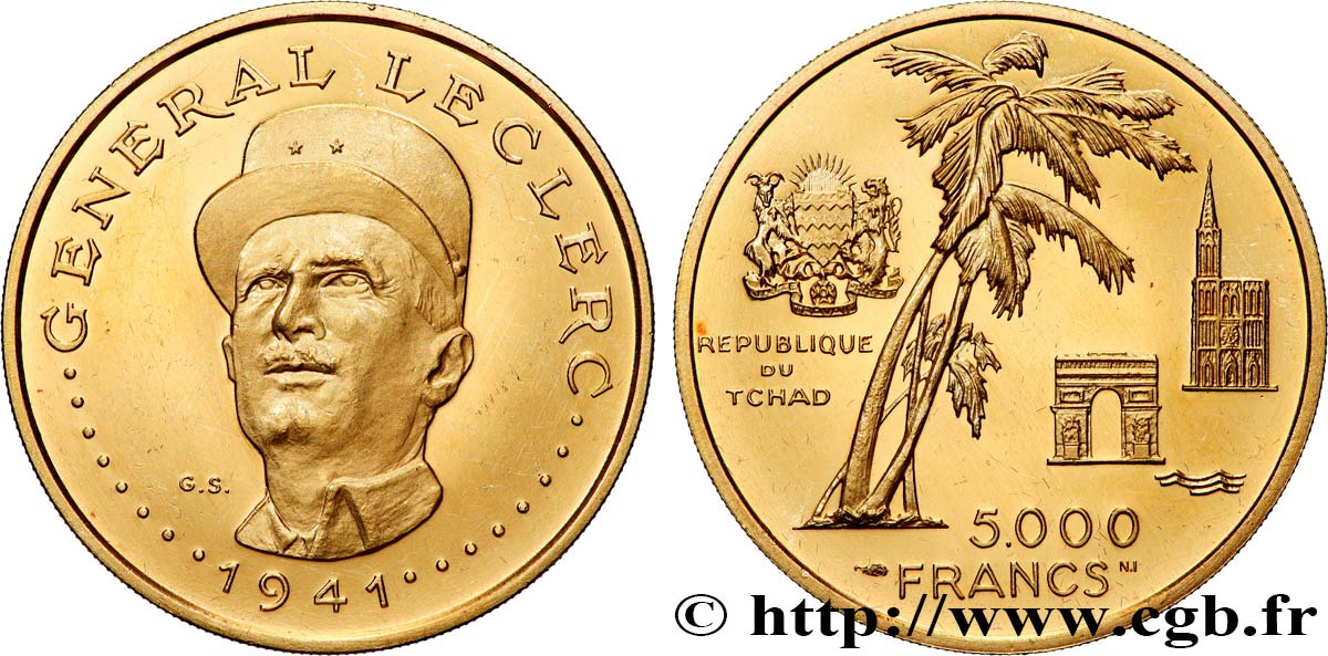 TCHAD 5000 Francs, 10e anniversaire de l’indépendance 1970 Paris SPL 