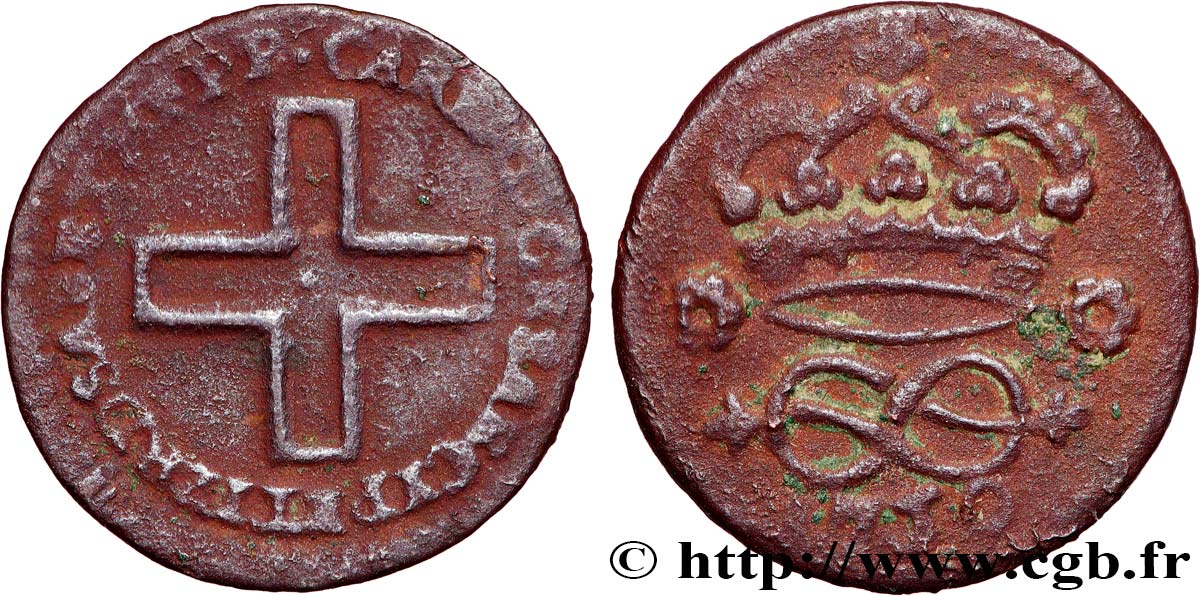 DUCHY OF SAVOY - CHARLES-EMMANUEL III 2 deniers, 2e type, (2 denari) 1750 Turin SS 