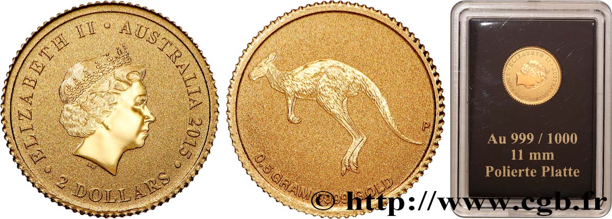 AUSTRALIA 2 Dollars BE (Proof) Elisabeth II / kangourou 2015 Perth FDC 