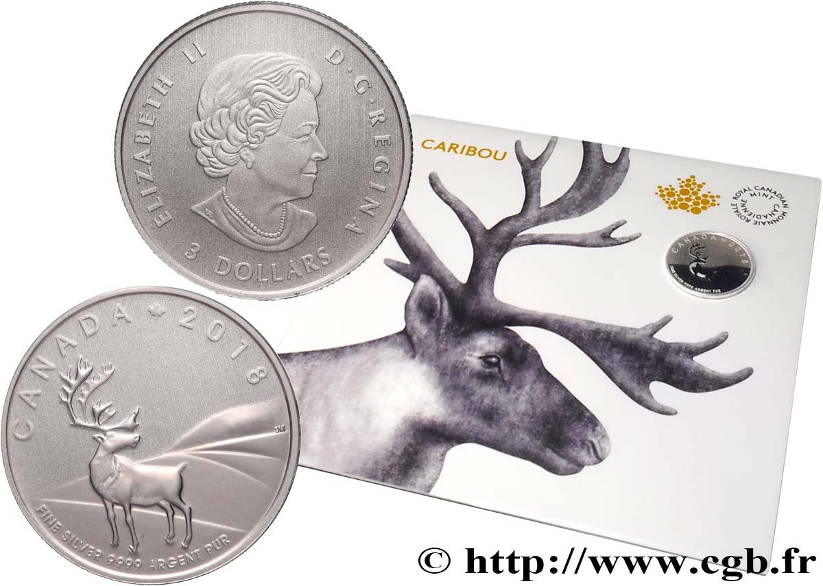 CANADA 3 Dollars Proof Caribou 2018  FDC 