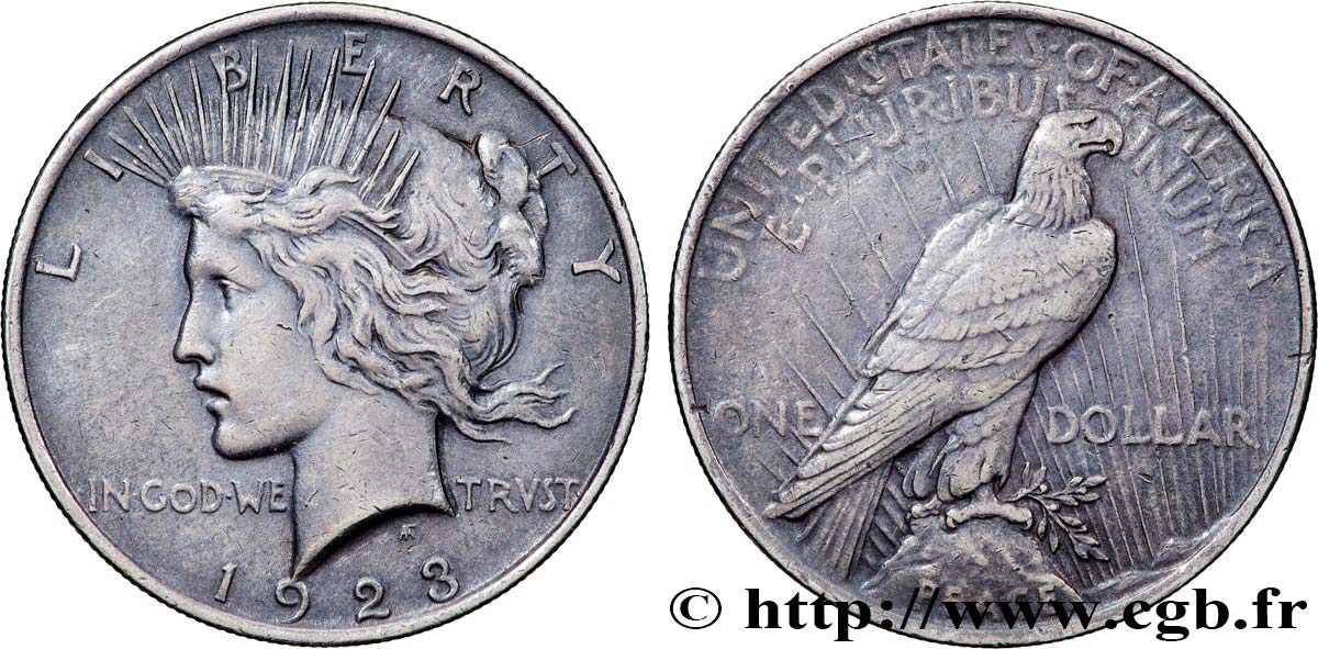 ESTADOS UNIDOS DE AMÉRICA 1 Dollar type Peace 1923 Philadelphie MBC+ 