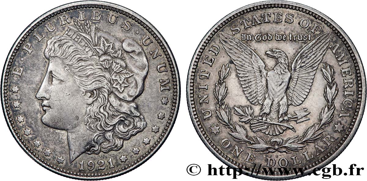 UNITED STATES OF AMERICA 1 Dollar Morgan 1921 Denver XF 