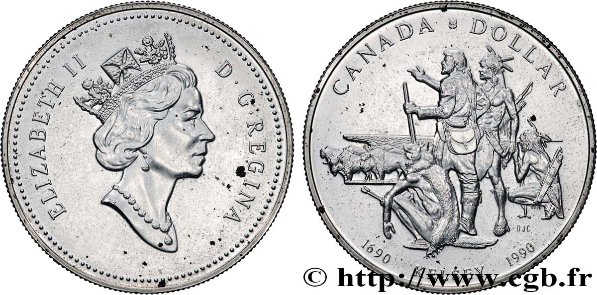 CANADá
 1 Dollar Elisabeth II / L’explorateur et trappeur Henry Kelsey 1990  EBC 