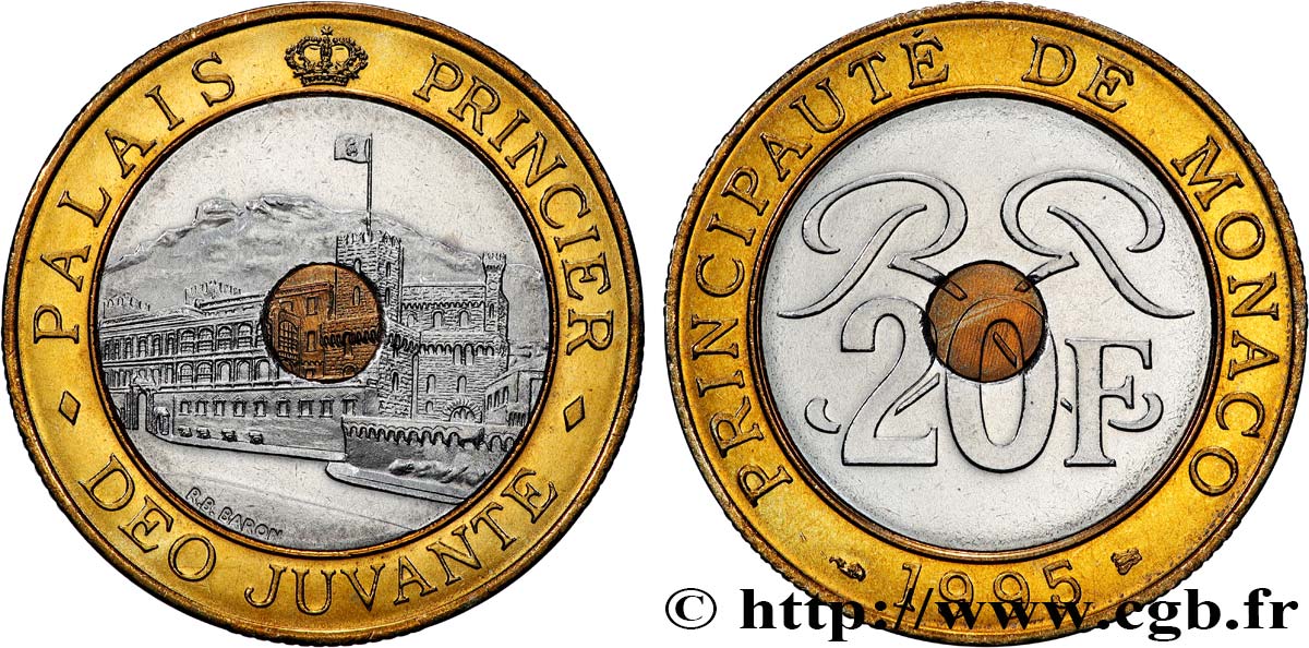 MONACO 20 Francs Palais Princier 1995 Paris MS 