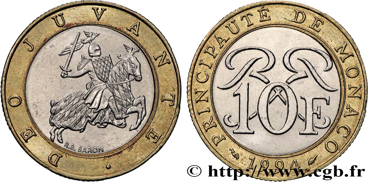 MONACO 10 Francs Rainier III 1994 Paris SPL 