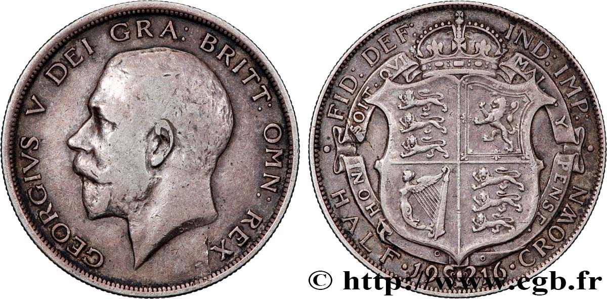 VEREINIGTEN KÖNIGREICH 1/2 Crown Georges V 1916 Londres fSS 