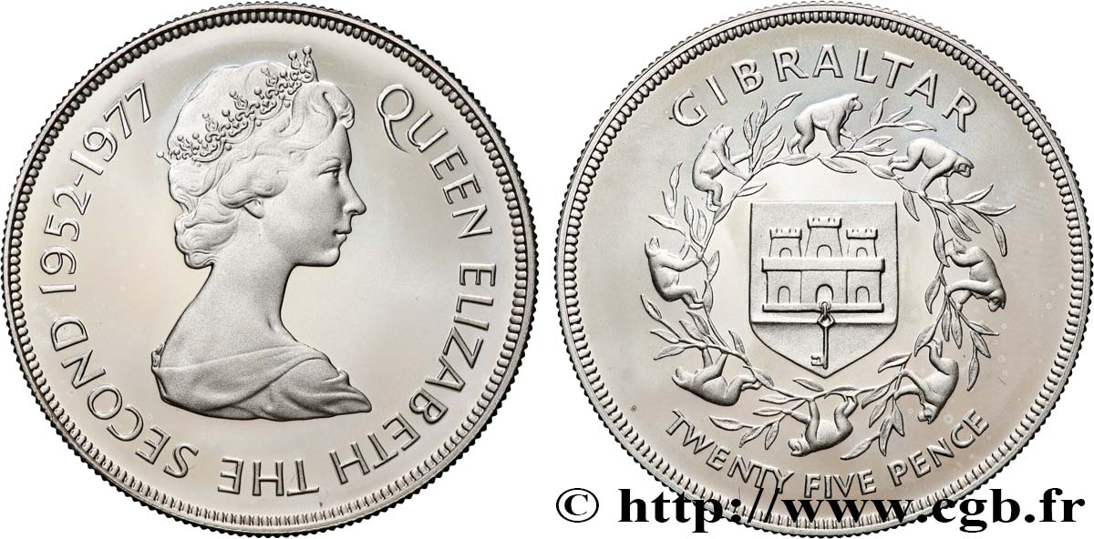GIBRALTAR 25 Pence Proof Elisabeth II - jubilé d’argent 1977  SPL 