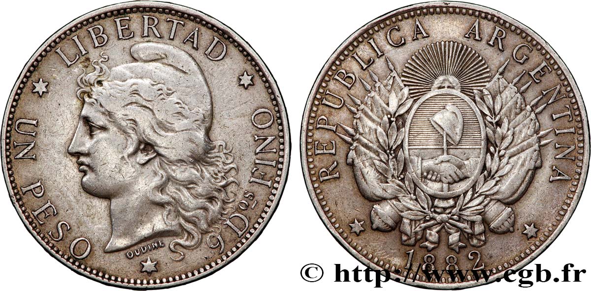 ARGENTINE 1 Peso  1882  TTB 