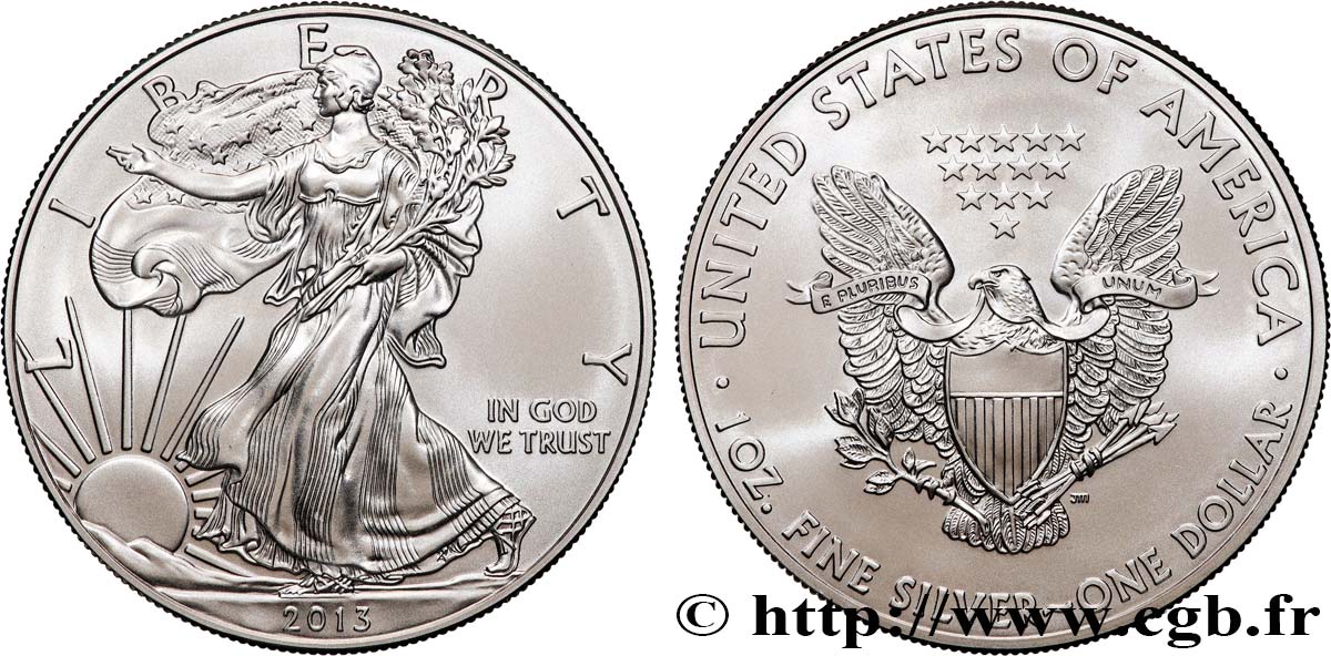 ÉTATS-UNIS D AMÉRIQUE 1 Dollar type Liberty Silver Eagle 2013  FDC 