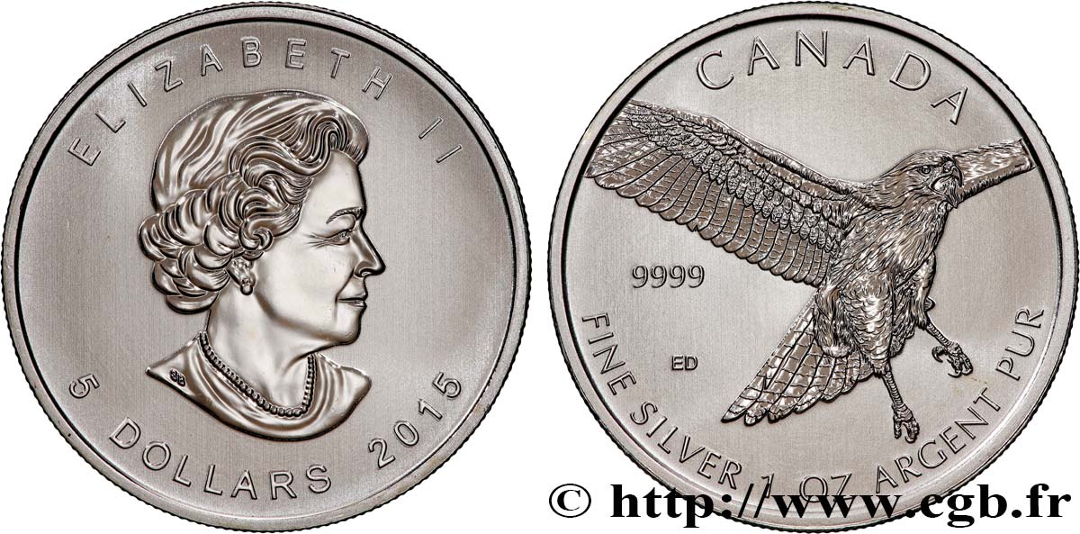 CANADA 5 Dollars Proof Rapace 2015  SPL 