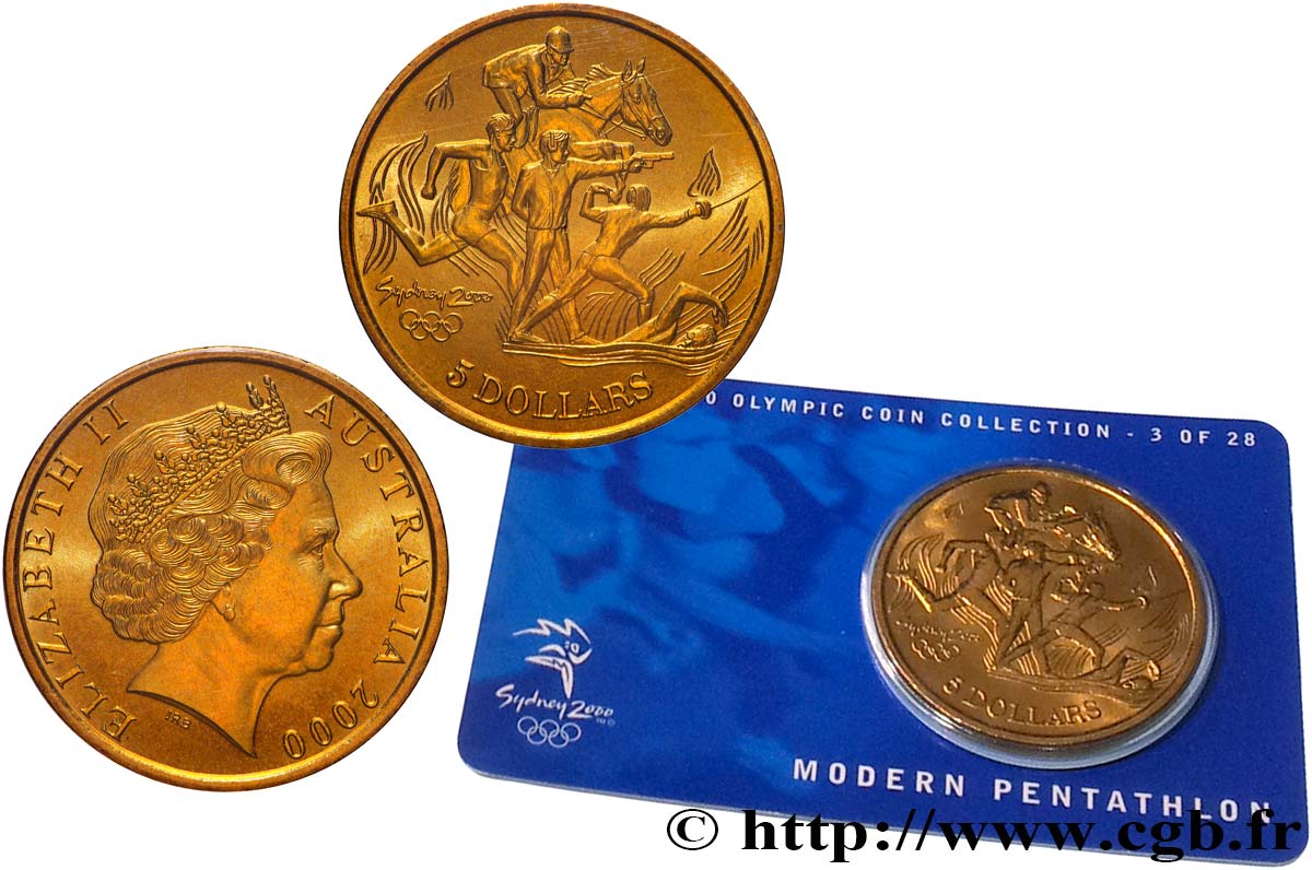 AUSTRALIA 5 Dollars J.O. de Sydney : Pentathlon moderne 2000  MS 