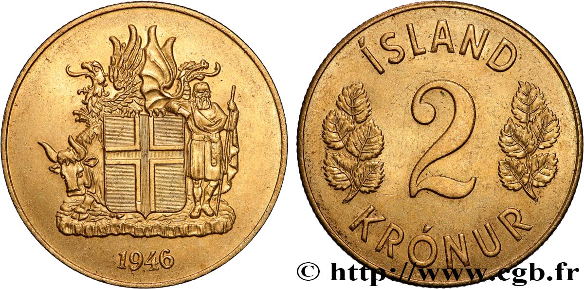 ISLANDIA 2 Kronur 1946  MBC+ 