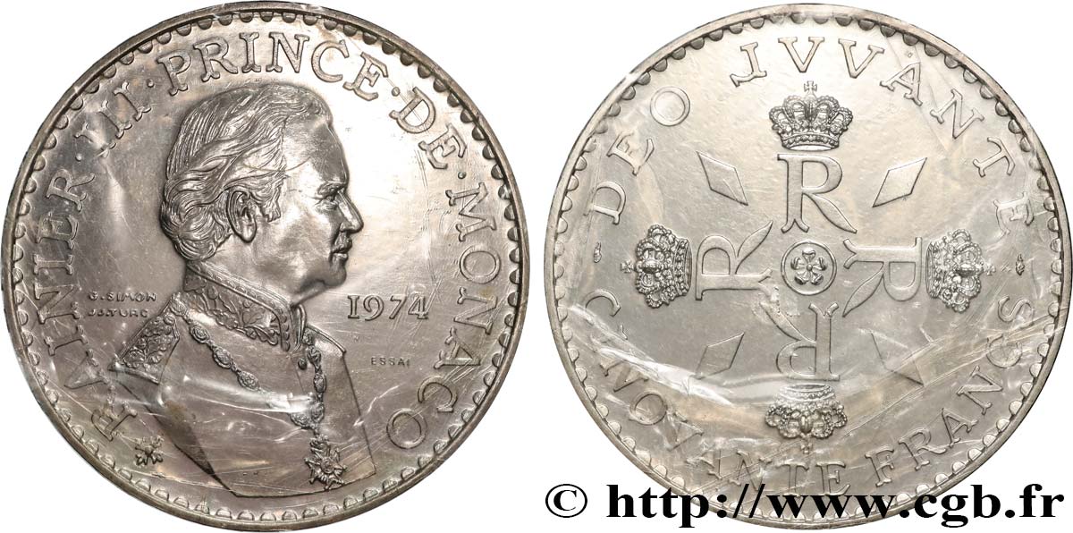 MONACO - PRINCIPALITY OF MONACO - RAINIER III Essai de 50 Francs  1974 Paris MS 