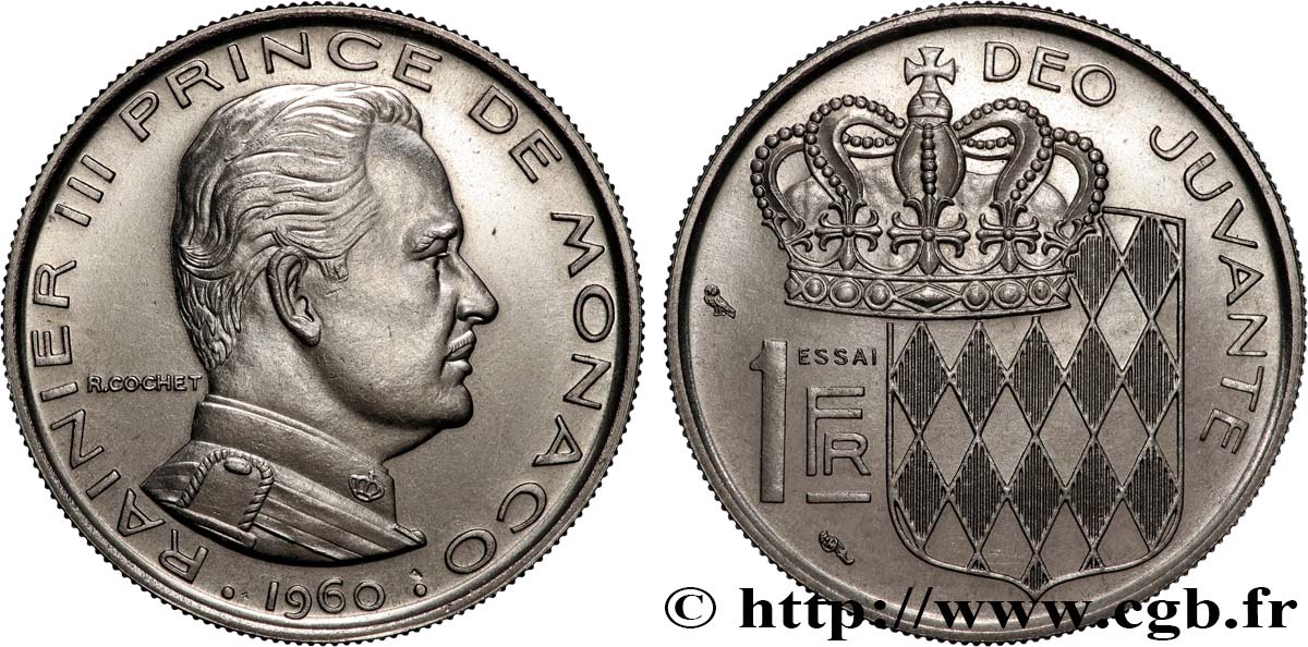 MONACO - PRINCIPATO DI MONACO - RANIERI III Essai de 1 Franc 1960 Paris SPL 