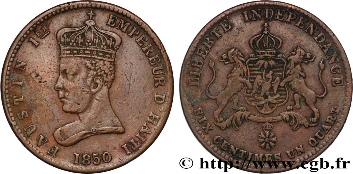HAITI 6 Centimes 1/4 Empereur Faustin Ier 1850  SS 